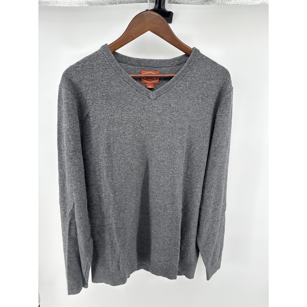 Red Ale by Alesbury Mens Grey V Neck Long Sleeve Cotton Sweater XL